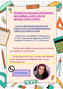 Meditații Online Mate + Fizica (2h/90 RON)